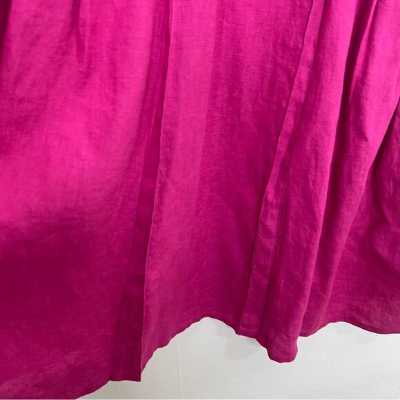 J. Peterman Bright Pink Fuchsia Linen Silk Pleated Dress Size 6 - Picture 8 of 14
